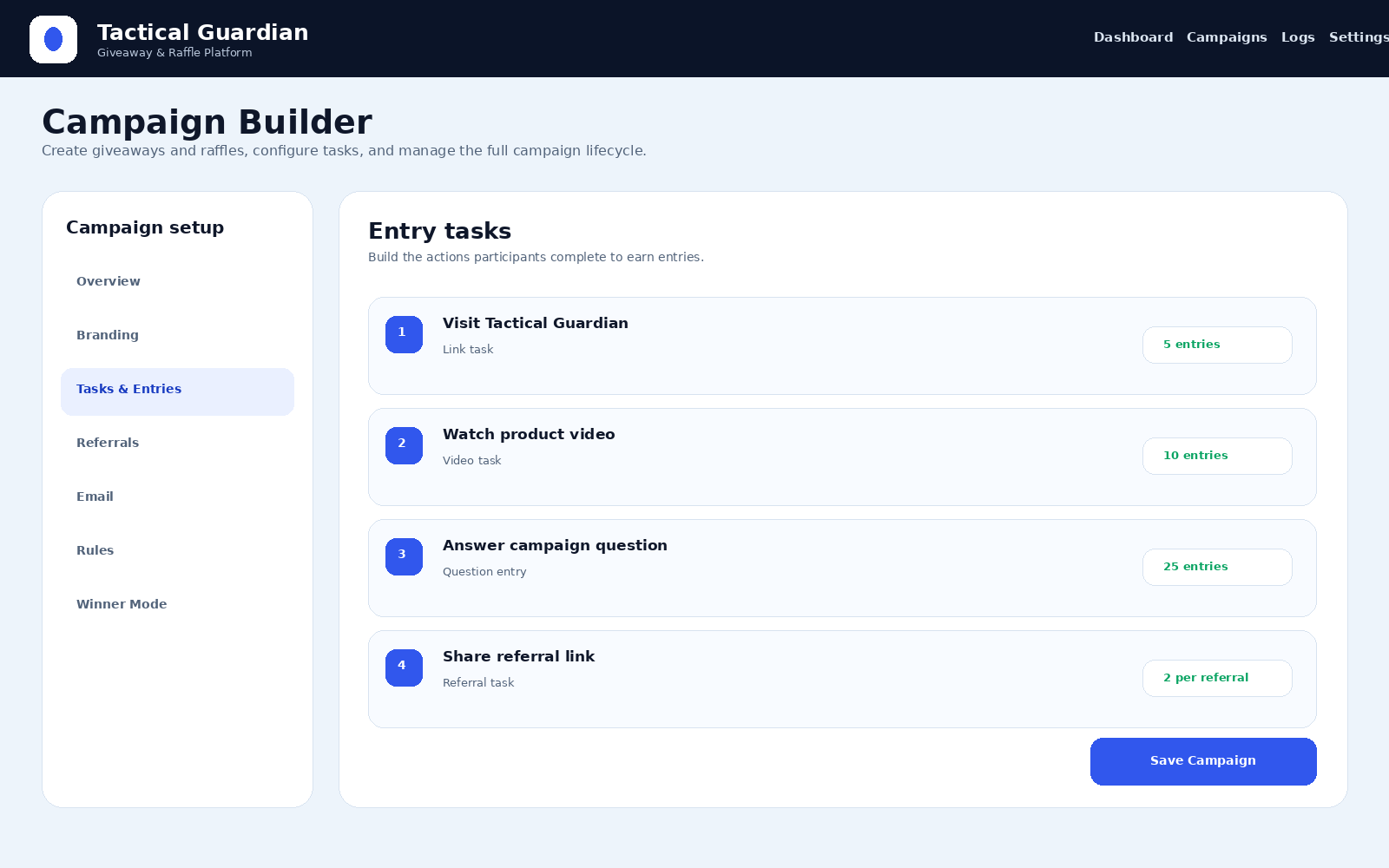 Tactical Guardian campaign builder placeholder